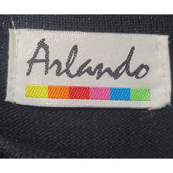 VTG Arlando Black Sparkly Round Neck Short Sleeve Top Large Lightweight Stretchy - Picture 3 of 6